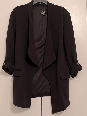 BBJ Black Open-Front Draped Blazer